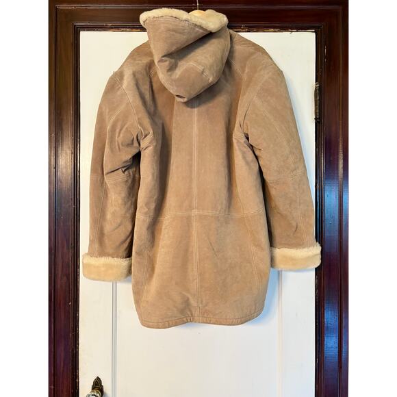 Vintage St. John’s Bay Washable Tan Leather Suede & Faux Shearling Fur Coat- XL - Picture 3 of 6